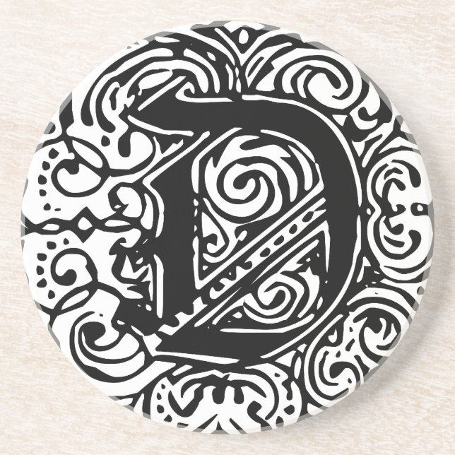 Dessous De Verre En Grès Monarchie Noir "D" (Devant)