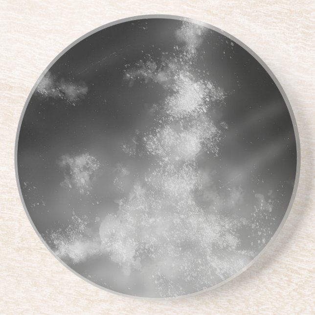 Dessous de verre en grès monochrome gris ciel de n (Devant)