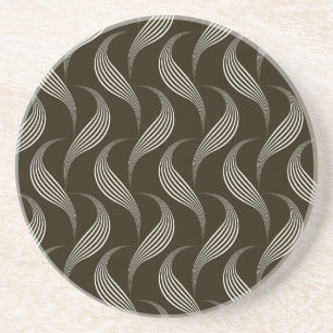 Dessous De Verre En Grès Monochrome Vintage : Ornement géométrique sans joi