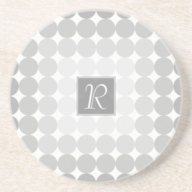 Dessous De Verre En Grès Monogramme Cercles Gris Moderne (Devant)