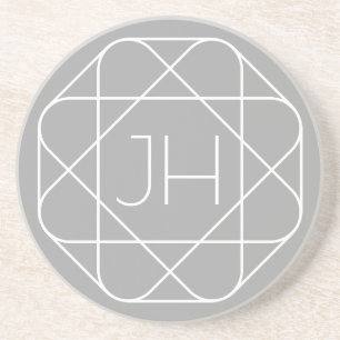 Dessous De Verre En Grès Monogramme Cool, Style de Logo Hip Vibe Gris & B