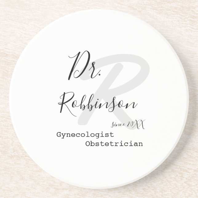 Dessous De Verre En Grès Monogramme de gynécologue obstétricien sur mesure (Devant)