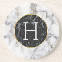 Monogramme en marbre blanc et noir