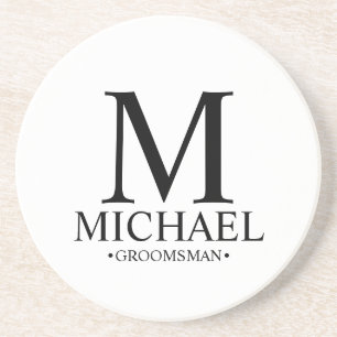 Dessous De Verre En Grès Monogramme et nom personnalisé moderne Groomsman