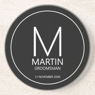 Dessous De Verre En Grès Monogramme et nom personnalisé moderne Groomsmen C