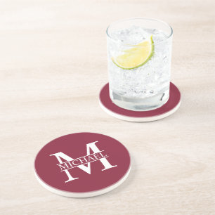 Dessous De Verre En Grès Monogramme et nom personnalisés
