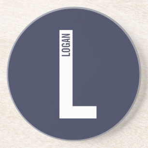 Dessous De Verre En Grès Monogramme et nom personnalisés modernes