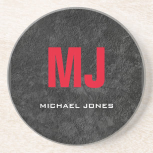 Dessous De Verre En Grès Monogramme gris unique tendance ton nom