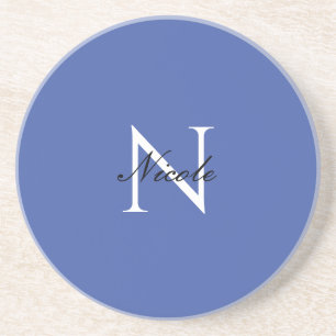 Dessous De Verre En Grès Monogramme initial manuscrit propre nom bleu