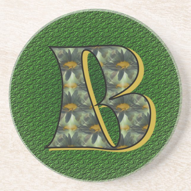 Dessous De Verre En Grès Monogramme Initiale B Fleurs de Marguerites Art (Devant)