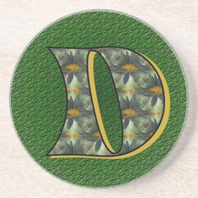 Dessous De Verre En Grès Monogramme Initiale D Fleurs de Marguerites Art (Devant)