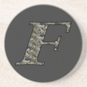 Dessous De Verre En Grès Monogramme Initiale F Hydrangea Floral
