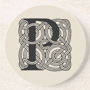 Dessous De Verre En Grès Monogramme Lettre P Impression Vintage Nœud Celtiq