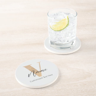 Dessous De Verre En Grès Monogramme Moderne Initiale V & Nom Personnalisé