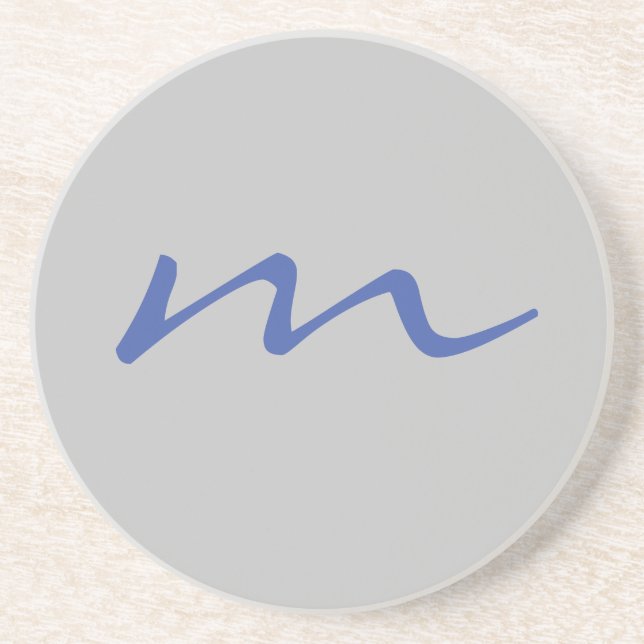 Dessous De Verre En Grès monogramme moderne tendance gris professionnel (Devant)