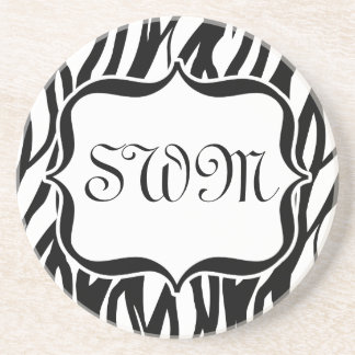 Dessous De Verre En Grès Monogramme noir/blanc de zèbre