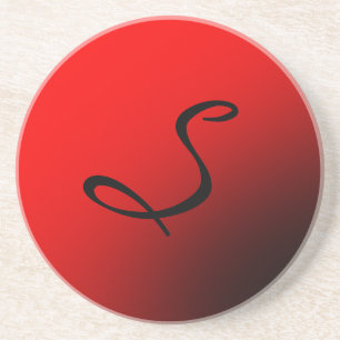 Dessous De Verre En Grès Monogramme noir rouge élégant professionnel initia