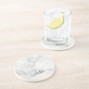 Dessous De Verre En Grès Monogramme Personnalisé Classique