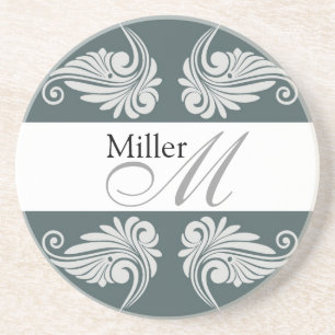 Dessous De Verre En Grès Monogramme personnalisé d'anniversaire de mariage