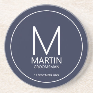 Dessous De Verre En Grès Monogramme personnalisé moderne et Groomsmen de no