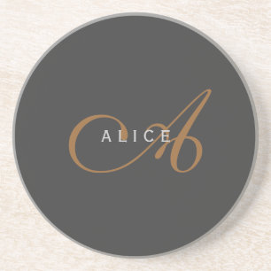 Dessous De Verre En Grès Monogramme plat tendance Nom initial