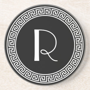 Dessous De Verre En Grès Monogramme principal grec de conception