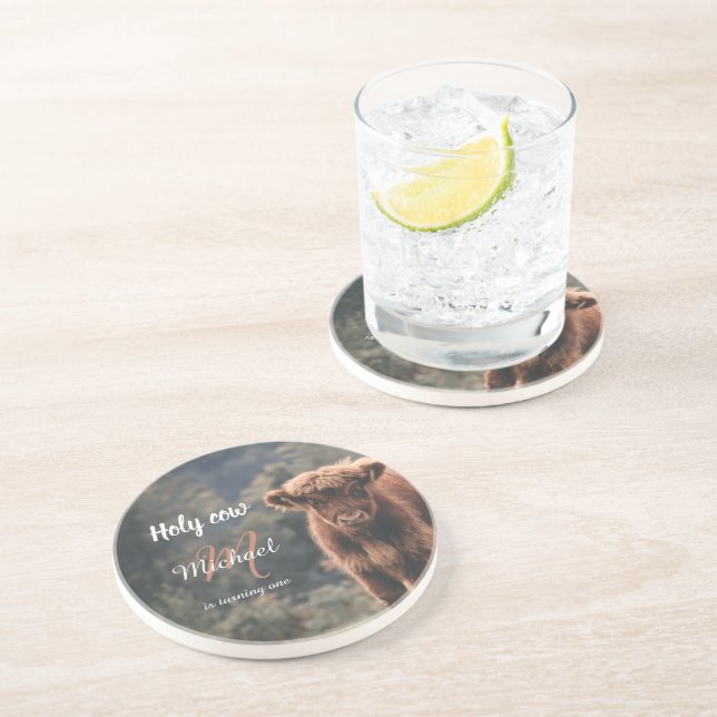 Dessous De Verre En Grès Monographie de veau de vache Highland premier anni (Côté)