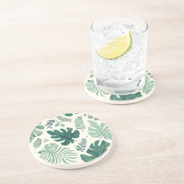 Dessous De Verre En Grès Monstera Mood - Dessous de verre de grès à feuille (Côté)