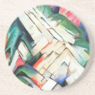 Dessous De Verre En Grès Montagnes (Paysage) par Franz Marc, Art Vintage
