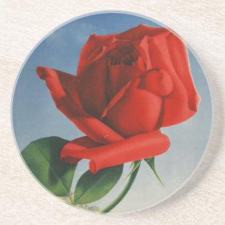 Dessous De Verre En Grès Montreux vintage Rose rouge Suisse Lac Léman