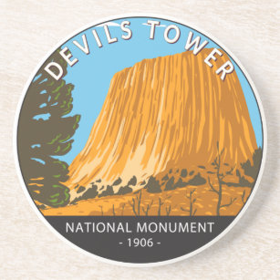 Dessous De Verre En Grès Monument national de la tour Devils Wyoming Vintag