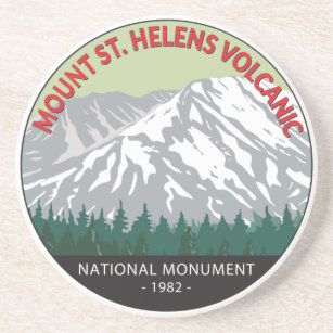 Dessous De Verre En Grès Monument national du volcan Sainte-Hélène Vintage