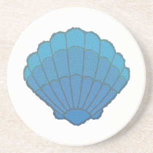 Dessous De Verre En Grès Mosaïque Blue Seashell