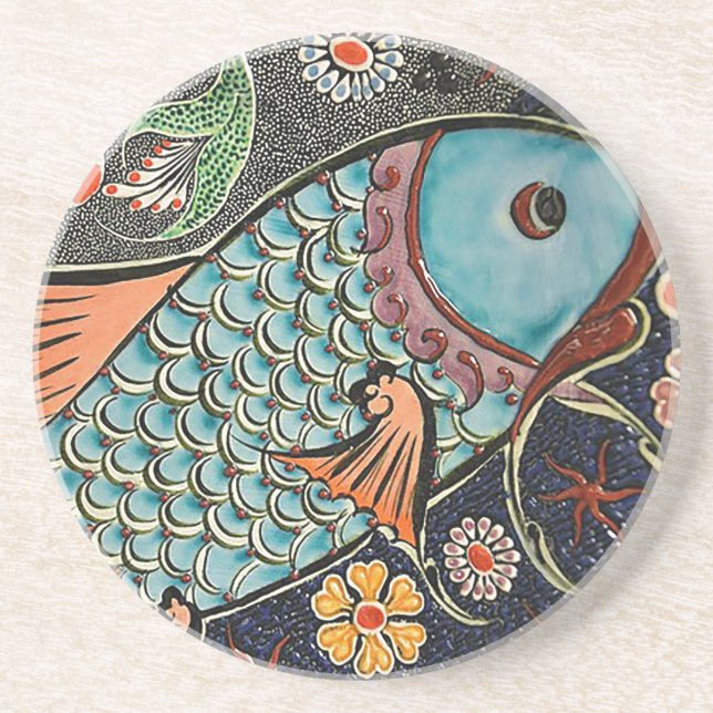 Dessous De Verre En Grès Mosaïque de Koi (Devant)