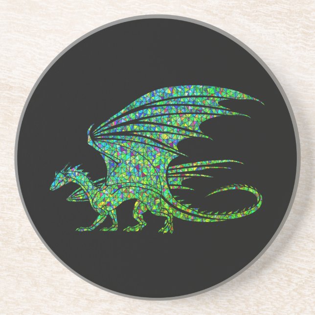 Dessous De Verre En Grès Mosaïque Extraordinaire de dragon vert (Devant)