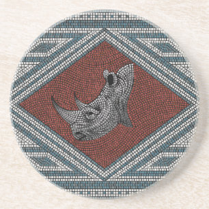 Dessous De Verre En Grès Mosaïque romaine de rhinocéros