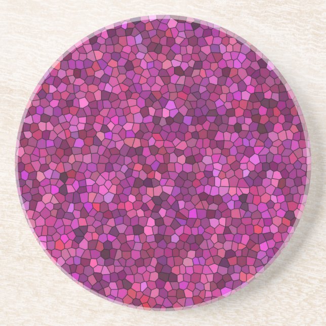 Dessous De Verre En Grès Mosaïque Rose Violet  (Devant)