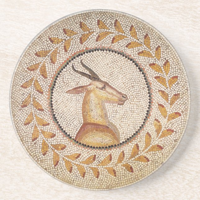 DESSOUS DE VERRE EN GRÈS MOSAÏQUES ROMAINES ANTIQUE / GAZZELLE (Devant)