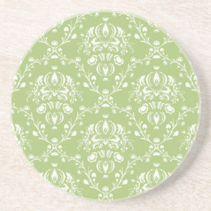 Dessous De Verre En Grès Moss Green Damask