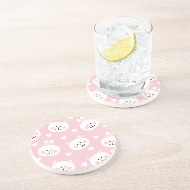 Dessous De Verre En Grès Motif 2 d'amour (Côté)