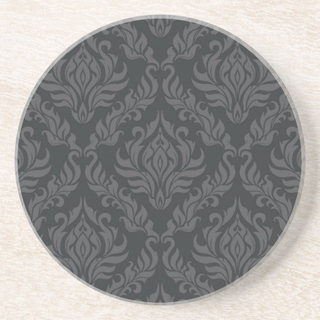 Dessous De Verre En Grès Motif 6 de damassé (Devant)