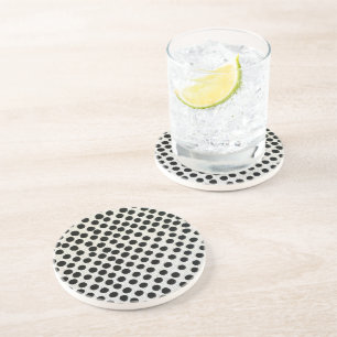 Dessous De Verre En Grès Motif à points peints à la main sur toile fausse