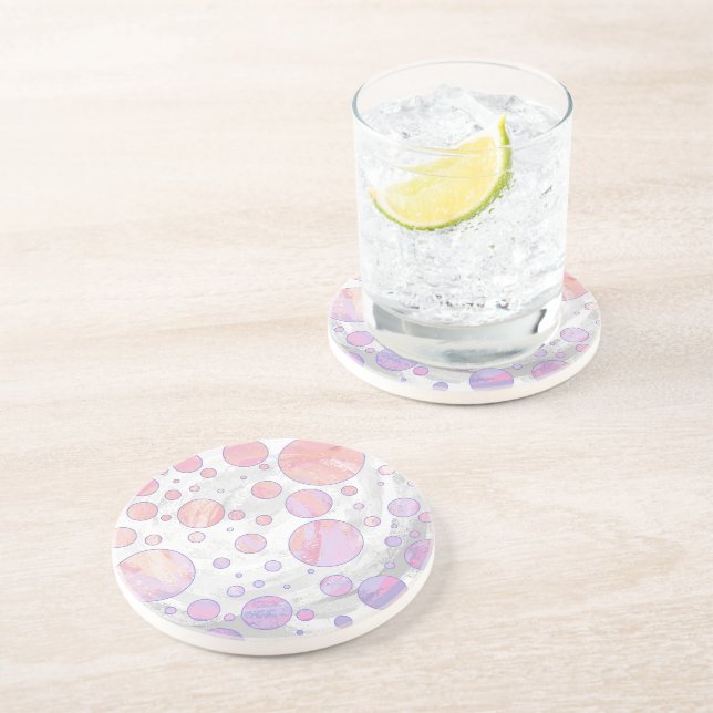 Dessous De Verre En Grès Motif à points rose clair (Côté)