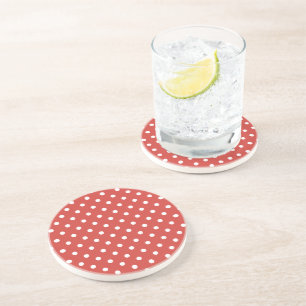 Dessous De Verre En Grès Motif à pois rouges et blancs