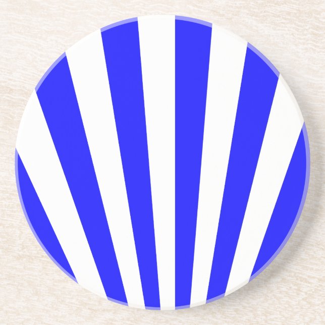 Dessous De Verre En Grès motif à rayures blanches bleues (Devant)