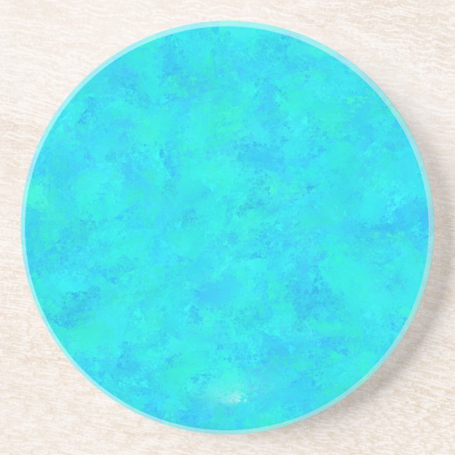 Dessous De Verre En Grès Motif Abstrait Bleu Turquoise (Devant)