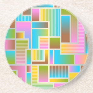 DESSOUS DE VERRE EN GRÈS MOTIF ABSTRAIT COLORÉ