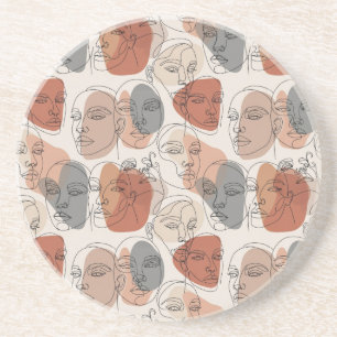 Dessous De Verre En Grès Motif abstrait de visage féminin
