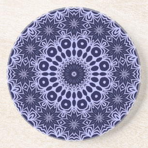 Dessous De Verre En Grès Motif abstrait en bleu et blanc