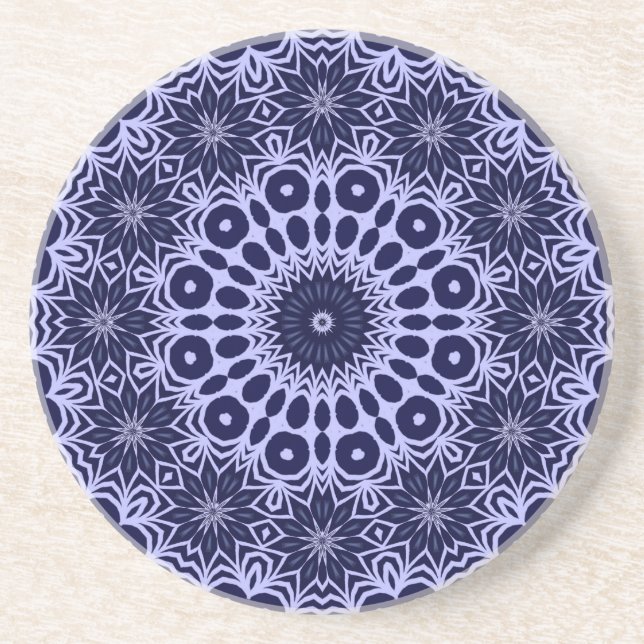 Dessous De Verre En Grès Motif abstrait en bleu et blanc (Devant)